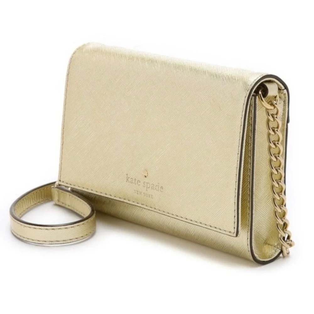 Kate Spade Cameron Street Corin Leather Crossbody‎ Wallet, Gold